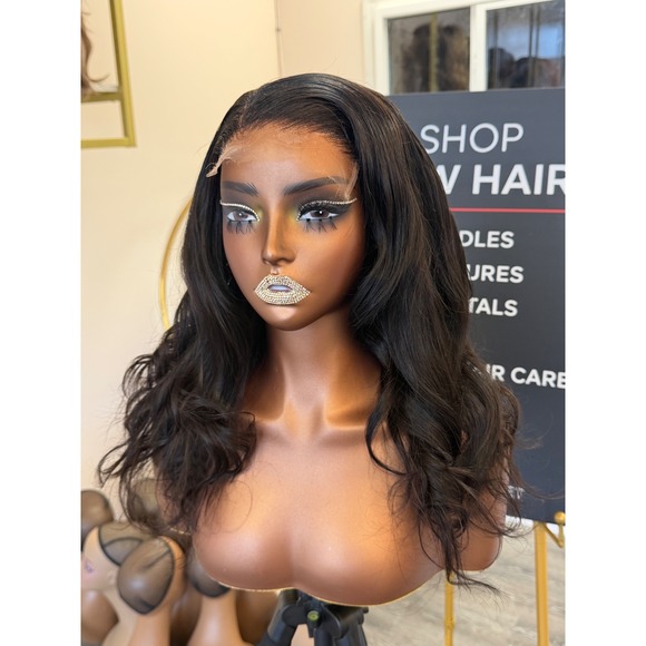 Other - 14" Virgin Brazilian Straight Natural Black HD 5*5 Lace Closure Wig